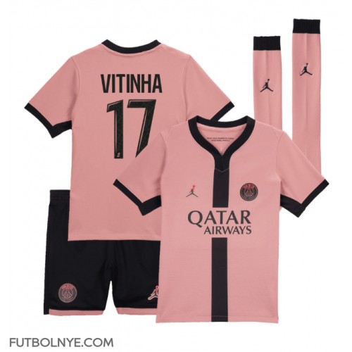 Camiseta Paris Saint-Germain Vitinha #17 Tercera Equipación para niños 2024-25 manga corta (+ pantalones cortos)